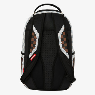 SPRAYGROUND CREAM AND BROWN TEAR CHECK BACKPACK 