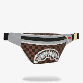 SPRAYGROUND CREAM AND BROWN TEAR CHECK CROSSBODY 