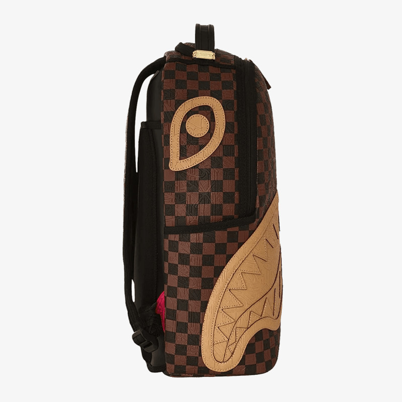 SPRAYGROUND EMBOSSED CHECK BROWN BACKPACK 