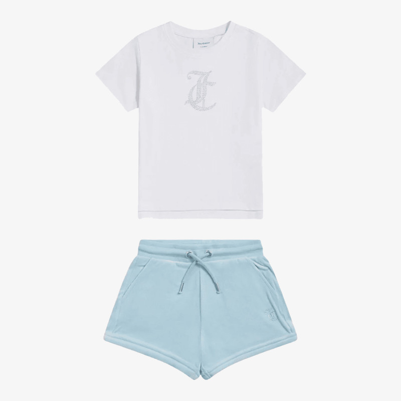 Juicy Couture JC Logo Tee & Velour Short Set 