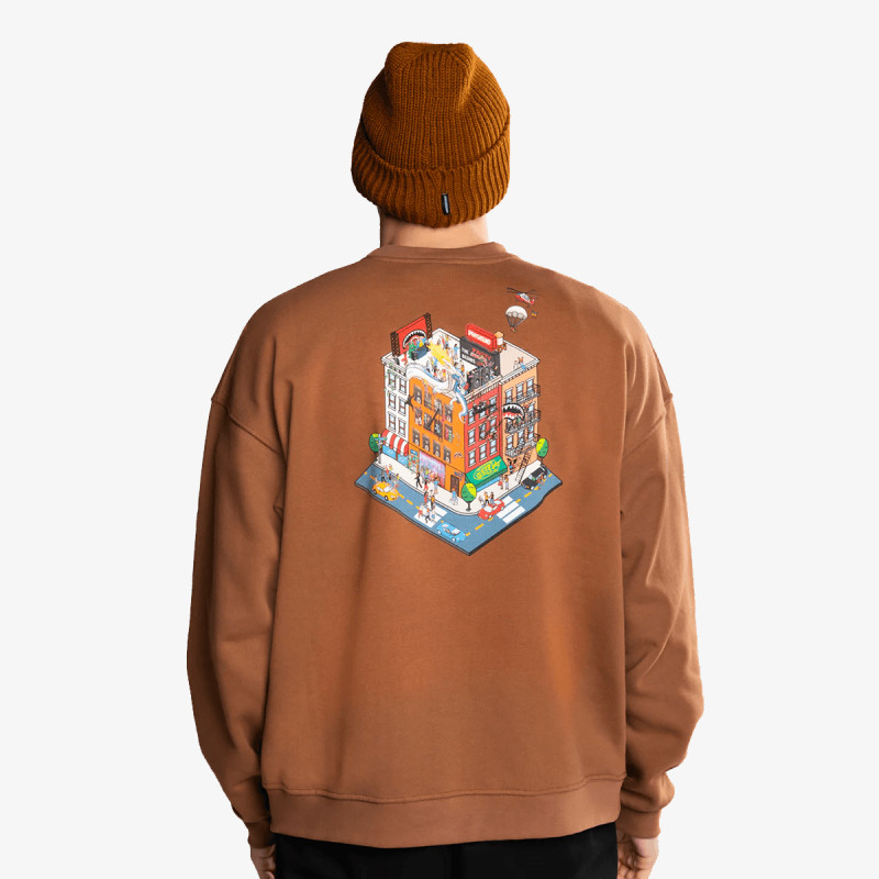 SPRAYGROUND BLOCK PARTY CREWNECK BROWN 