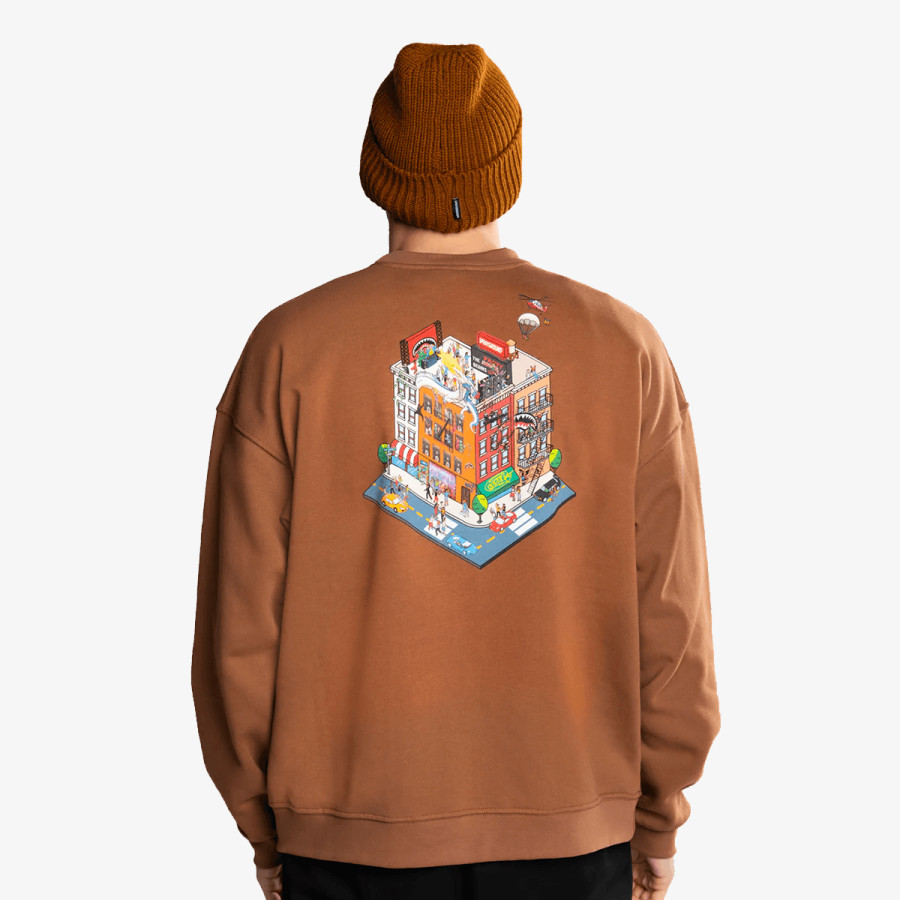 SPRAYGROUND BLOCK PARTY CREWNECK BROWN 