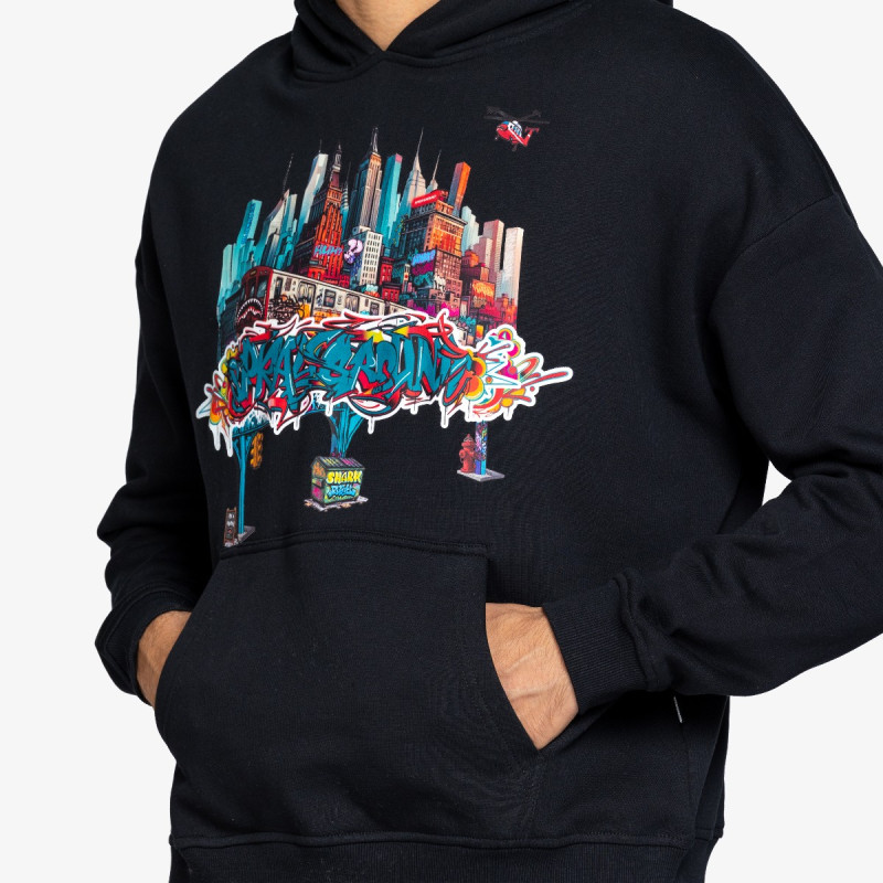 SPRAYGROUND CITY SKYLINE COMFY HOODIE BLK 